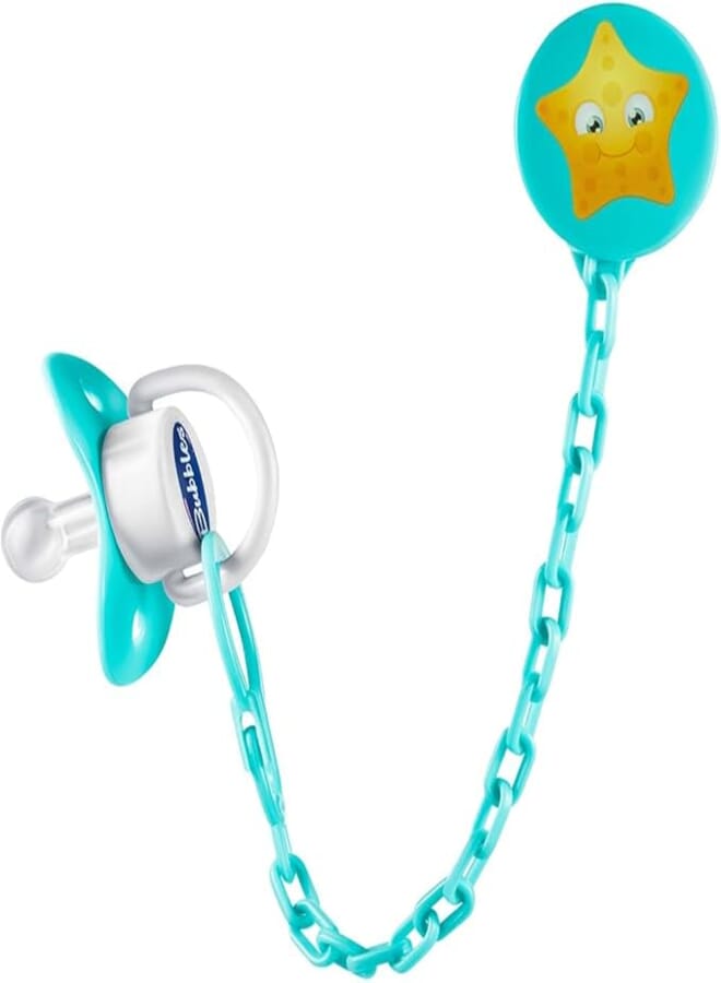 Bubbles pacifier with chain - green