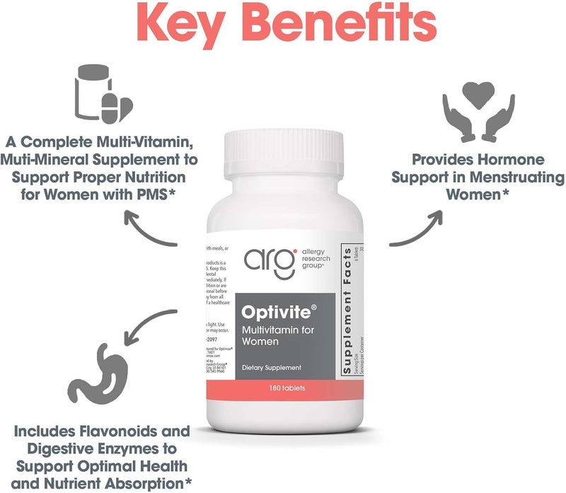 Optimox Optivite PMT Supplement  PMS Support for Women Hormonal Balance Womens Multivitamins PMS Relief Magnesium Supplement  180 Count - Image 4