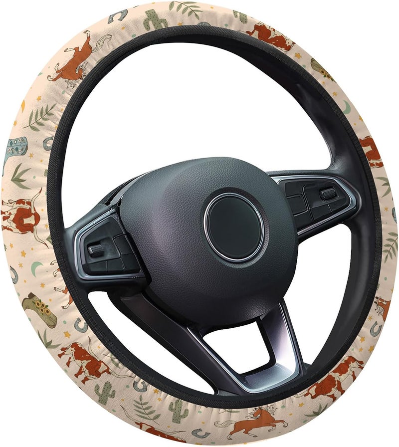 GENANY Cowgirl Steering Wheel Cover, Non-Slip Neoprene Wheel Grip, Breathable Driver Wheel Protector, Sweat-Absorbing Car Accessories, Gifts, Decor - Image 1