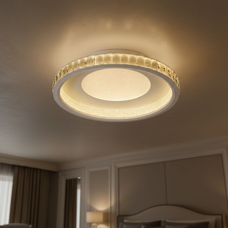 DANUBE HOME Iris Modern LED Celing Light Contemporary Pendant Lamps Hanging Lanterns LED Modern Design Indoor Lighting For Bedroom L57xW57xH15cm-White Silver - Image 3
