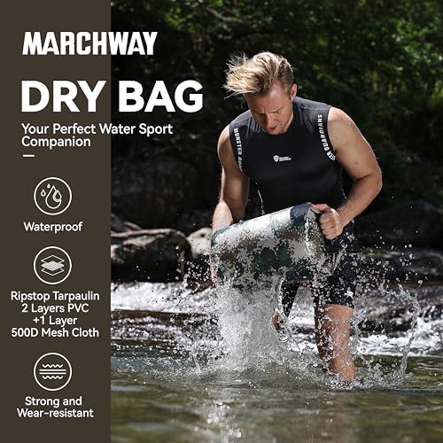MARCHWAY Floating Waterproof Dry Bag Backpack 5L/10L/20L/30L/40L, Roll Top Sack Keeps Gear Dry for Kayaking, Rafting, Boating, Swimming, Camping, Hiking, Beach, Fishing (Digital Camo, 10L) - Image 2