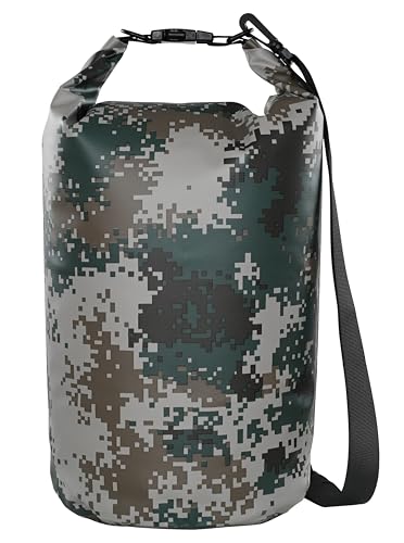 MARCHWAY Floating Waterproof Dry Bag Backpack 5L/10L/20L/30L/40L, Roll Top Sack Keeps Gear Dry for Kayaking, Rafting, Boating, Swimming, Camping, Hiking, Beach, Fishing (Digital Camo, 10L) - Image 1