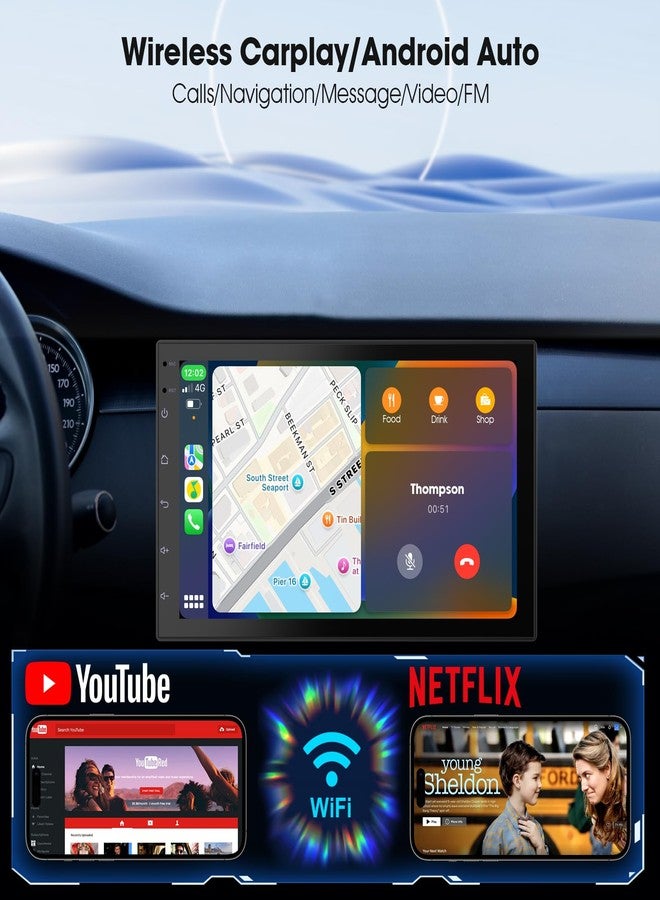 Haudio Wireless CarPlay Screen for Car & Android Auto Head Unit - Touchscreen 7 Inch Double Din Car Stereo with Backup Camera for All Cars (2+32GB NO Camera) - Image 3