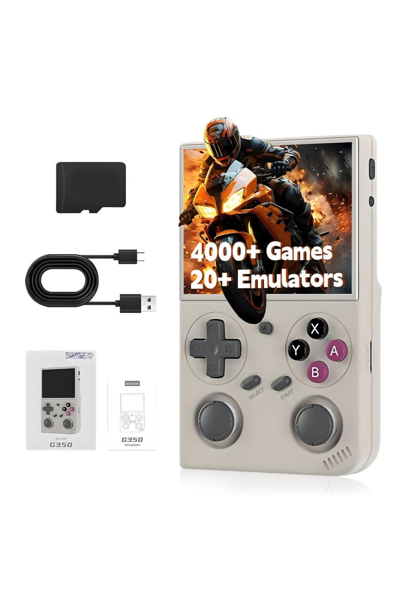 G350 Retro Handheld Game Console,Built-in 4000+ Games,20 Emulators,High-Fidelity Speaker,3200mAh Battery,3.5'' IPS Screen Linux System Portable GREY - Image 1