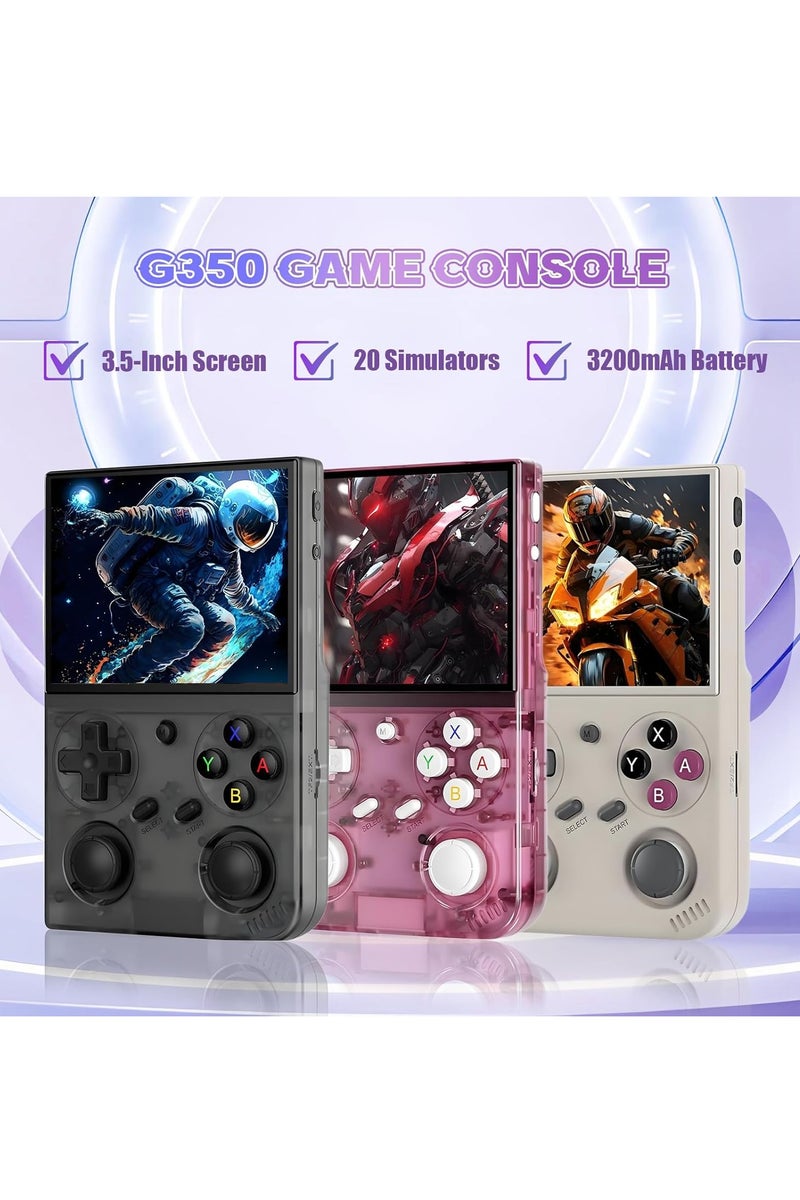 G350 Retro Handheld Game Console,Built-in 4000+ Games,20 Emulators,High-Fidelity Speaker,3200mAh Battery,3.5'' IPS Screen Linux System Portable GREY - Image 2