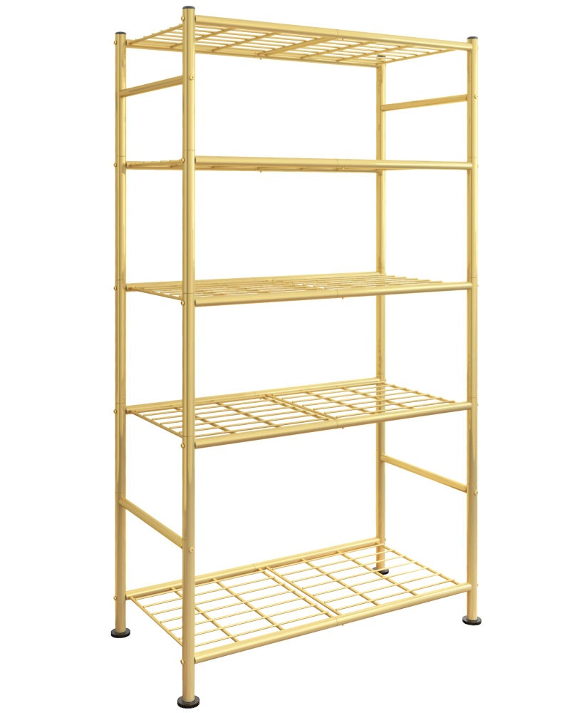 Sakugi Storage Shelves - 5 Tier Shelf Organizer, Heavy Duty Garage Shelving Unit with Leveling Feet, Stable Metal Shelves Organizer for Pantry, Kitchen and Closet, 33.0" W x 12.6" D x 72.0" H, Gold - Image 1