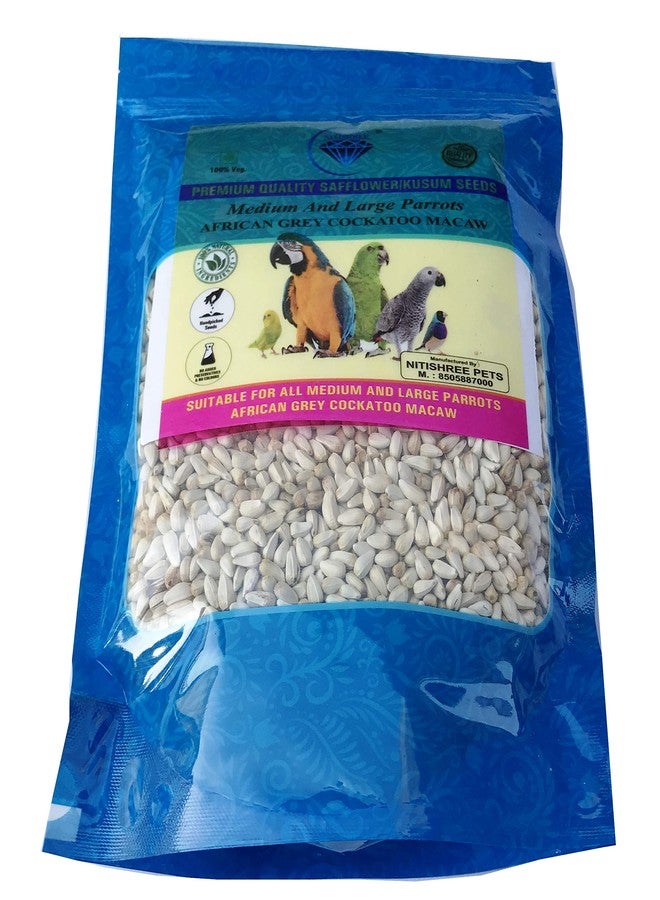 بذور نيتيشري العضوية من الزعفران/كوسوم بيج/كوسومولو، غذاء لجميع أنواع الطيور الأليفة: الببغاوات، الكوكاتيل، البادجي، الكوكاتو، الطيور الغريبة، والطيور البرية - 500 غرام - Image 3