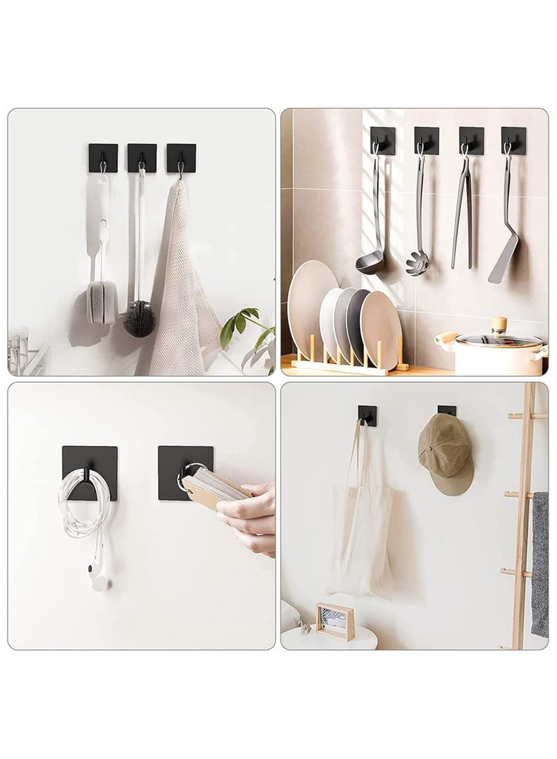 Eowhitu Eowhitu Utility Hooks Self Adhesive Stainless Steel, Wall Hooks Rack for Hanging Heavy Duty, Robe and Towel Hook Command Rustproof 4 Packs Black  - Image 3