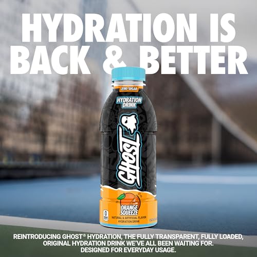 GHOST Hydration Drink, Orange Squeeze - RTD Sports Drink with Electrolytes, Natural Vitamins & Minerals - All Day Lifestyle Hydration Beverage - Zero Caffeine & Zero Sugars - 16.9 Fl Oz, 12 Pack - Image 2