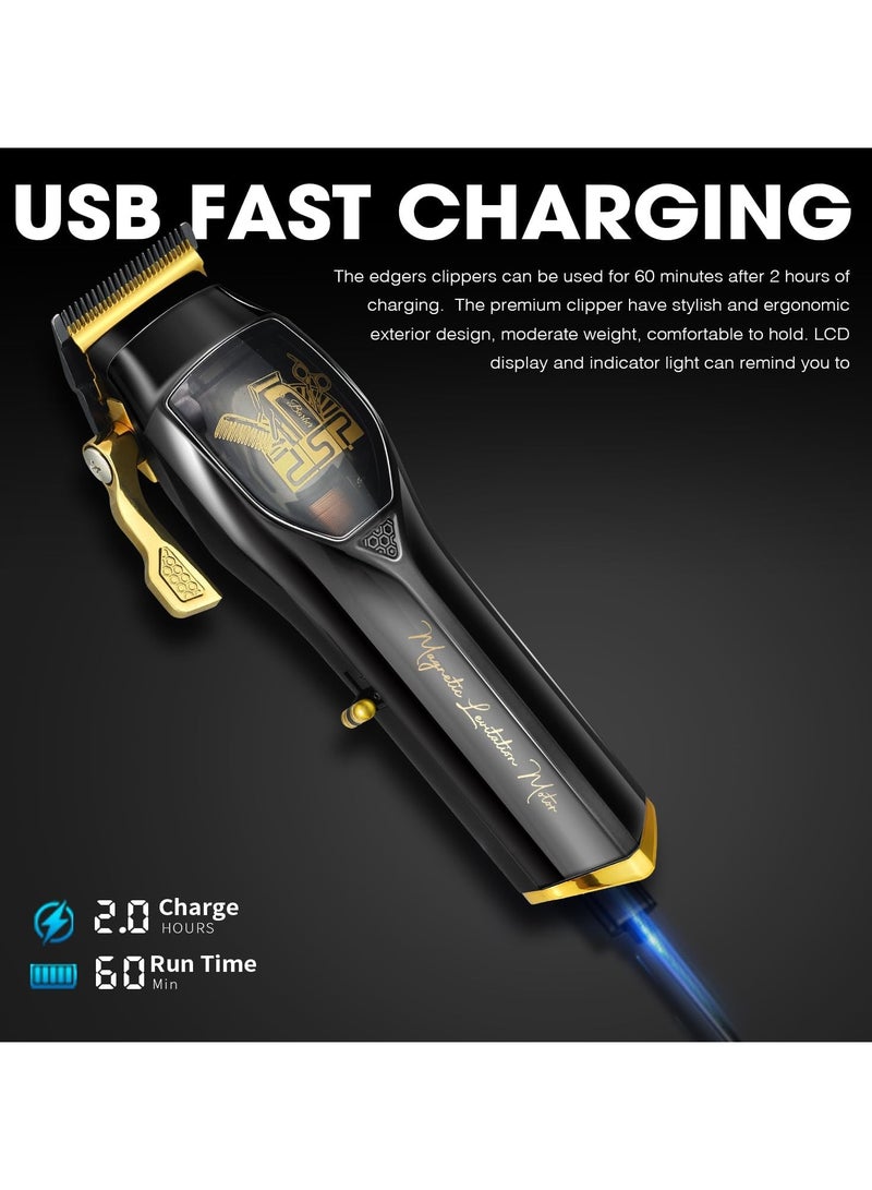 DSP Pro Barber Hair Clippers Set: Cordless Magnetic 9000 RPM, Constant Speed Control for Smooth Cutting. Ceramic Blades, 2500mAh Battery, Low Noise & Heat - Ideal for Men's Grooming & Fades (Black) - Image 2