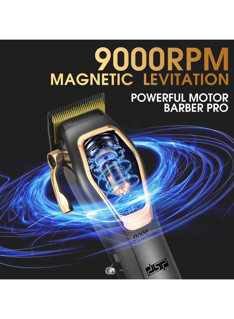 DSP Pro Barber Hair Clippers Set: Cordless Magnetic 9000 RPM, Constant Speed Control for Smooth Cutting. Ceramic Blades, 2500mAh Battery, Low Noise & Heat - Ideal for Men's Grooming & Fades (Black) - Image 3