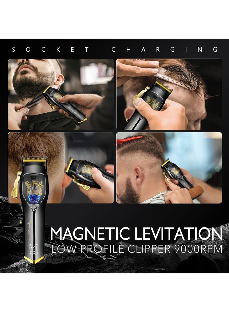 DSP Pro Barber Hair Clippers Set: Cordless Magnetic 9000 RPM, Constant Speed Control for Smooth Cutting. Ceramic Blades, 2500mAh Battery, Low Noise & Heat - Ideal for Men's Grooming & Fades (Black) - Image 4