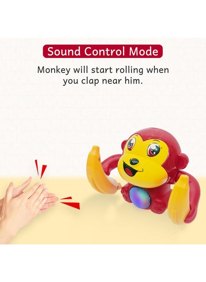 Wembley Dancing Monkey Musical Toy for Kids Baby Spinning Rolling Doll Tumble Toy with Voice Control and Sound Effects with Sensor - ISI Mark - Made in India-Red - Image 4