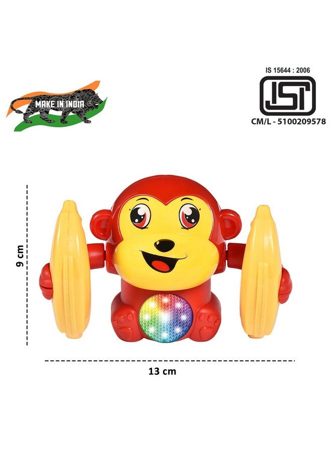 Wembley Dancing Monkey Musical Toy for Kids Baby Spinning Rolling Doll Tumble Toy with Voice Control and Sound Effects with Sensor - ISI Mark - Made in India-Red - Image 2