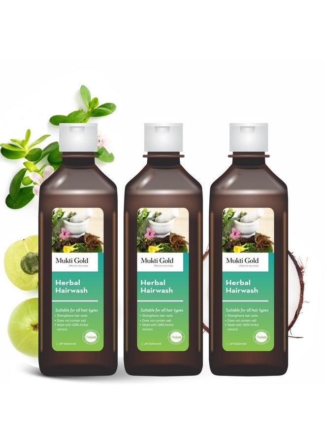 Muktigold Mukti Gold Herbal Hairwash | Infused with Blend of 14+ Ayurvedic Herbs | Shampoo for Hair Fall Control | For Dry & Freezy Hair | For Both Men and Women -200mL (Pack of 3) - Image 1