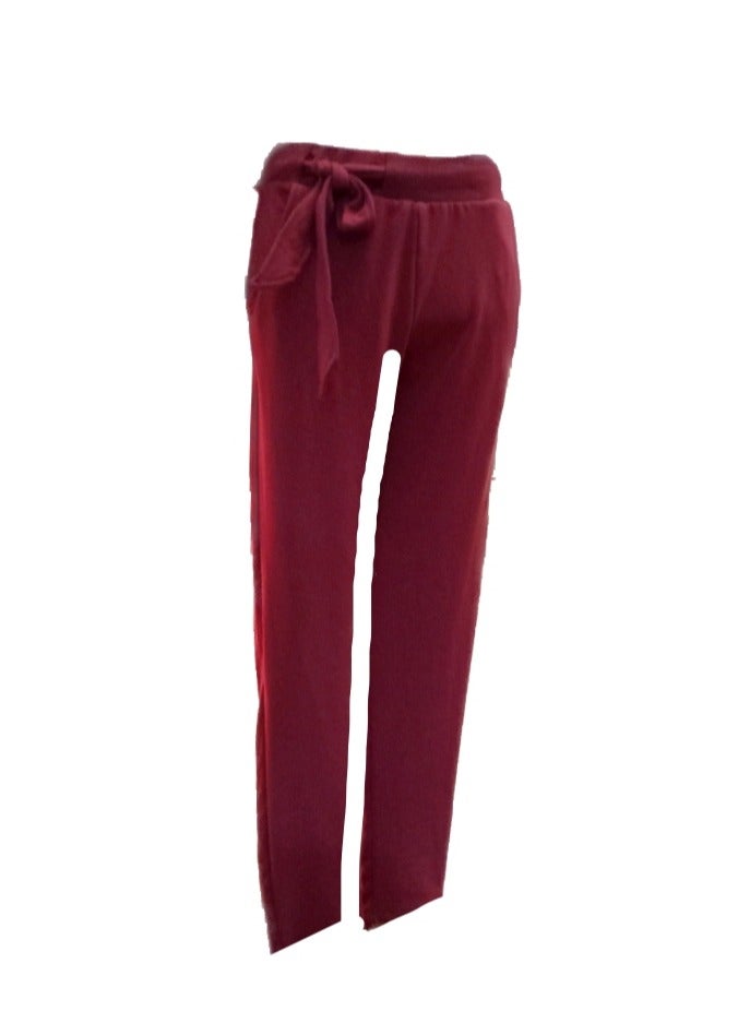 Women cotton Tracksuit Training set 2 pieces burgundy pants & sweatshirt  - Image 3