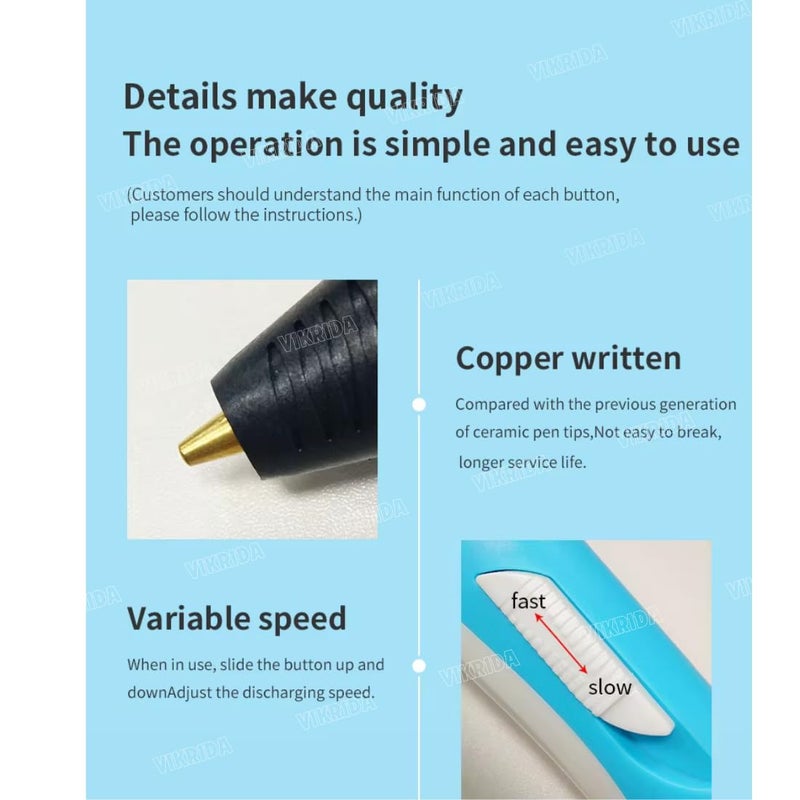 VikriDa 3D Printing Pen for Creative Work with LCD Display with 3 Colors PLA Filament, USB Cable, Great Arts & Craft Gift, Multicolor - Image 4