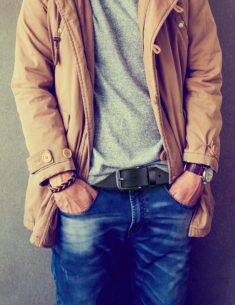 Timberland Men's 35mm Classic Buckle Jean Leather Belts, Navy, 34 - Image 3