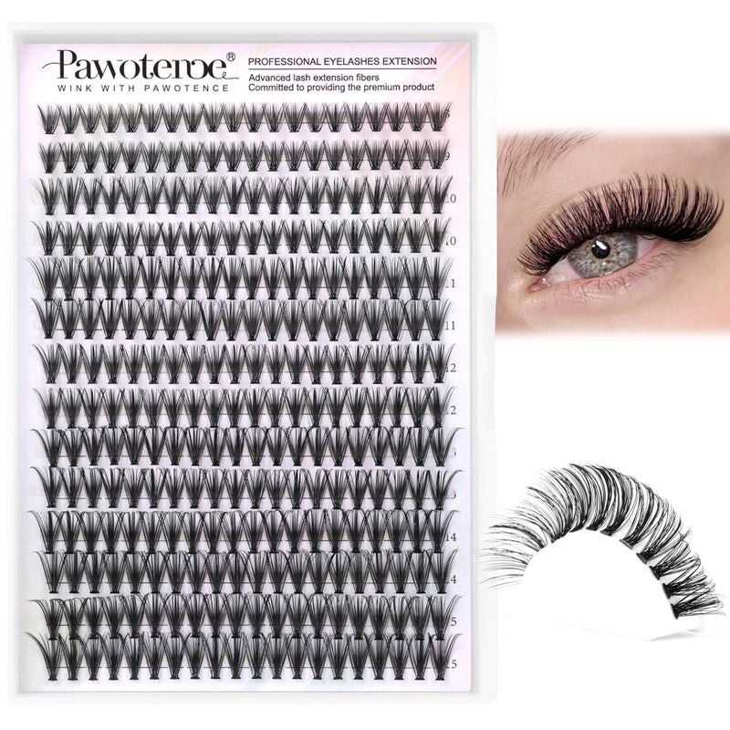 Pawotence Lash Clusters Natural 30D Cluster Eyelash Extensions 8-15mm Individual Lashes Cluster Wispy 280pcs Eyelash Clusters Lash Extension for Self Application (30D, 0.07D, 8-15mm) - Image 1