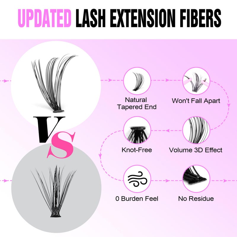 Pawotence Lash Clusters Natural 30D Cluster Eyelash Extensions 8-15mm Individual Lashes Cluster Wispy 280pcs Eyelash Clusters Lash Extension for Self Application (30D, 0.07D, 8-15mm) - Image 4