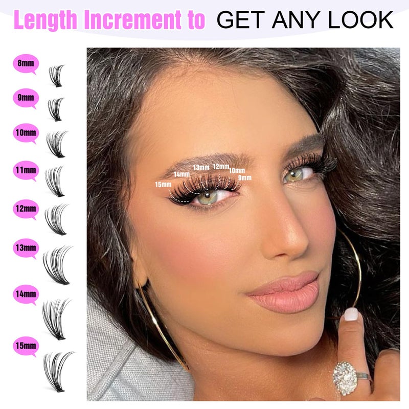 Pawotence Lash Clusters Natural 30D Cluster Eyelash Extensions 8-15mm Individual Lashes Cluster Wispy 280pcs Eyelash Clusters Lash Extension for Self Application (30D, 0.07D, 8-15mm) - Image 5