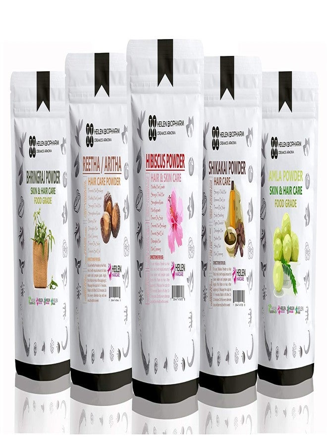 هيلين بيوفارم مجموعة مسحوق هيلين بيوفارم أملا، وريثا، وشيكاكاي، والكركديه، وبرينجراج - 75 جم لكل منها (عبوة من 5 قطع) - Image 1
