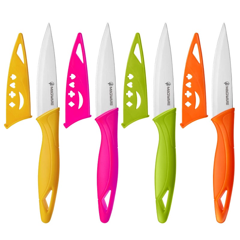 Magiware Paring Knife, 8PCS Paring Knife Set with Cover, Small Kitchen Vegetable Fruit Knives, 3.5 Inch Ultra Sharp PP Handle - Image 1