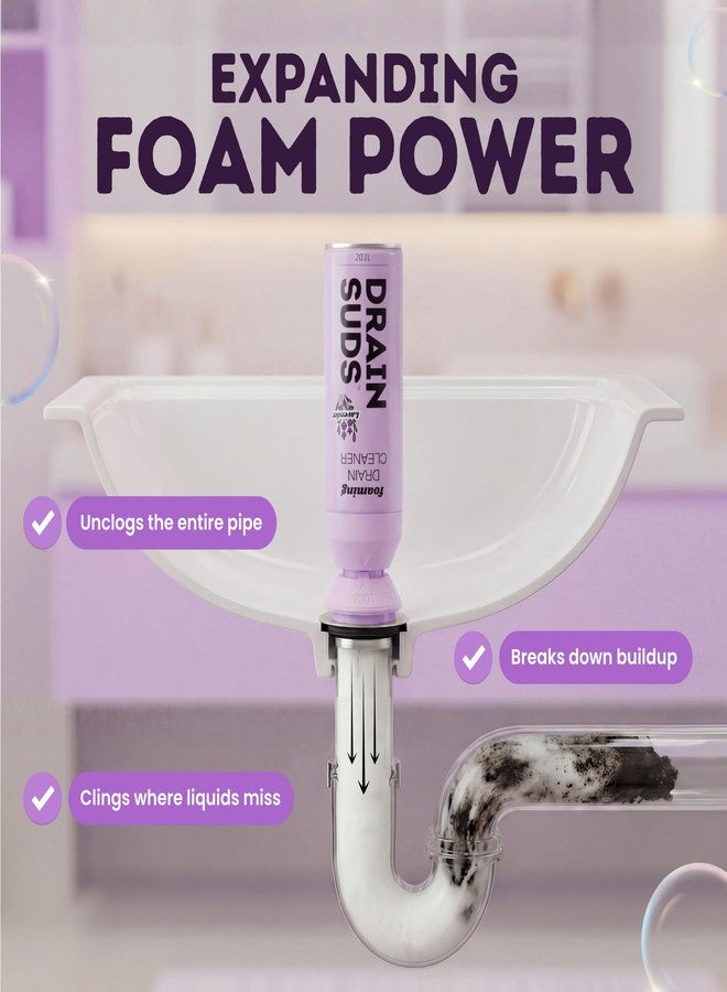 SonicPower Foaming Drain Cleaner, Sink Cleaner and Deodorizer, Drain Clog Remover for Kitchen Sinks, Bathrooms, Shower Drains, Tubs, Washbasin, Clogged Pipe Opener, Lavender, 2 Pack - Image 2