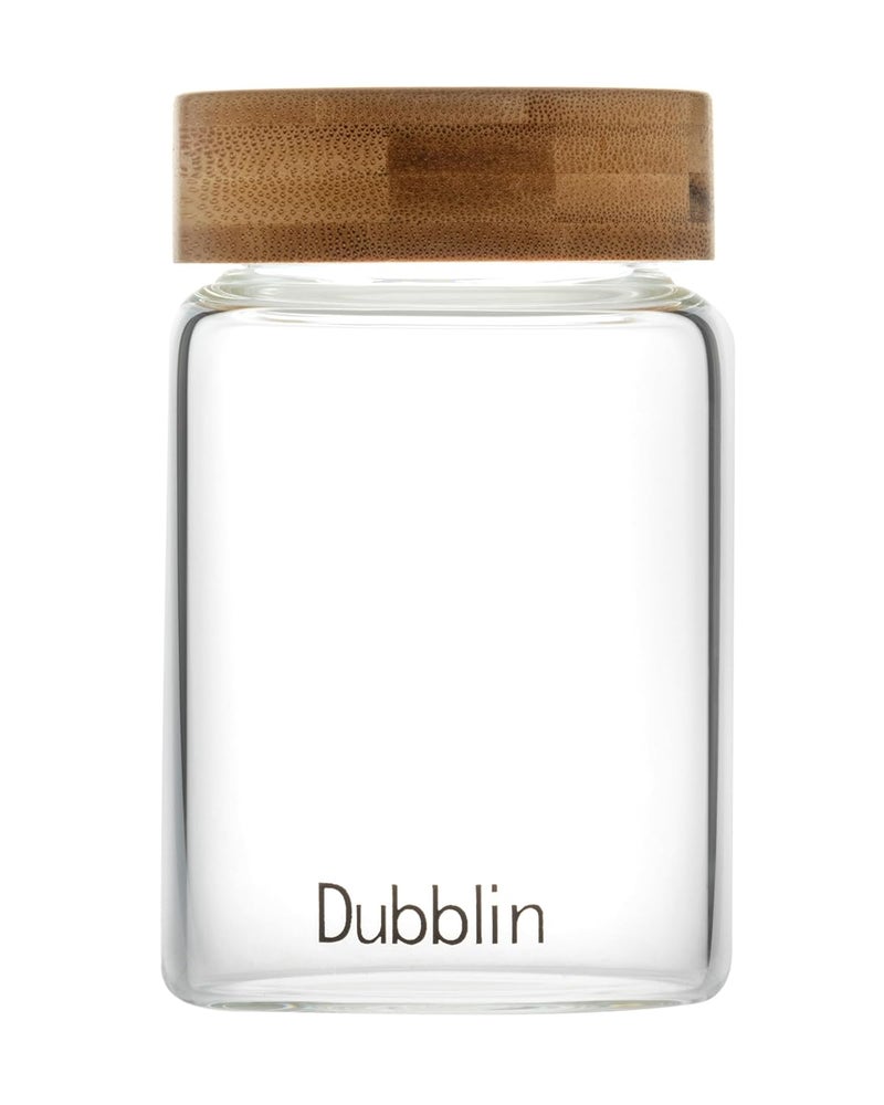 DUBBLIN Borosilicate Glass Jar with Airtight Wooden Lid, 250ml Transparent Kitchen Storage Container, 1 Piece, For Storing and Preserving Tea, Coffee, Snacks | Multipurpose Container for Kitchen - Image 1