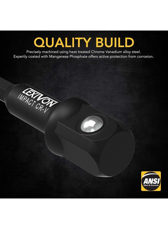 LEXIVON Impact Socket Adapter 3" 6" and 12" Extension bit, 1/4" 1/2" 3/8" Hex Drive, Power Drill Socket Converter for Impact Torque Wrench, Turn Cordless Power Drill Into Nut Driver for Automotive, Tool Kits - Image 2