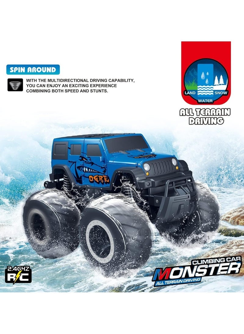 مشاريع تعز 1:16 مقاوم للماء 4WD Monster Truck RC Car SUV على الطرق الوعرة للتحكم عن بعد لعبة هدايا للأطفال 6-12 ، أزرق - Image 3