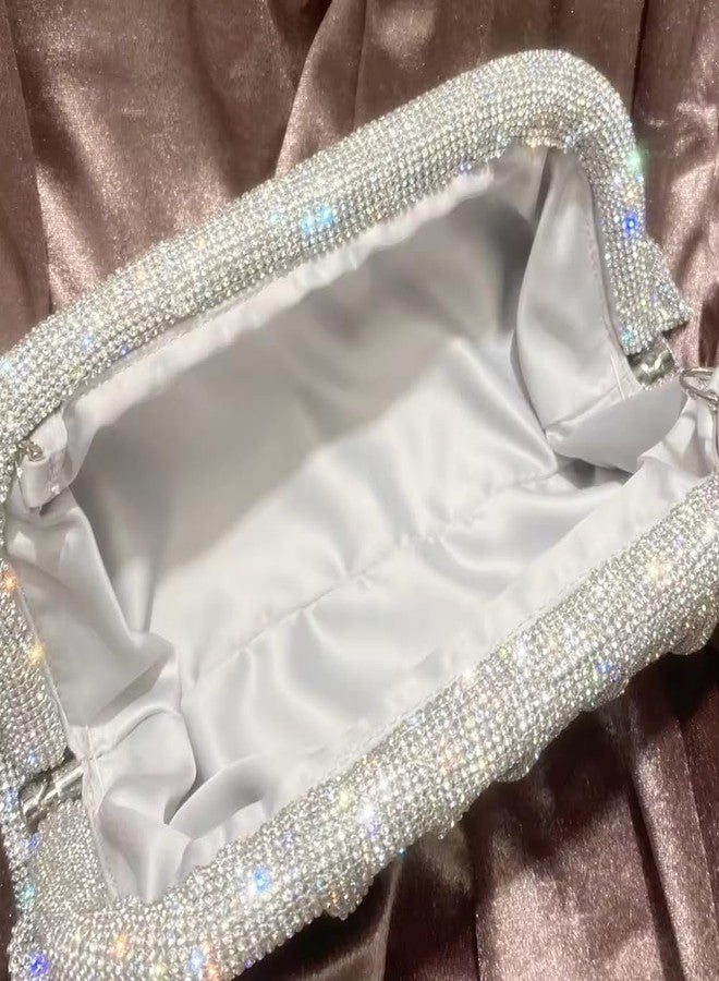 BLUE BEADS Full Shinny Rhinestone Crystal Evening Clutch Bag Sparkling Glitter with Chain Sling Bag for Special Occasions Like Wedding Party Prom Evening Night Party For Women Girls (Gold) - Image 5