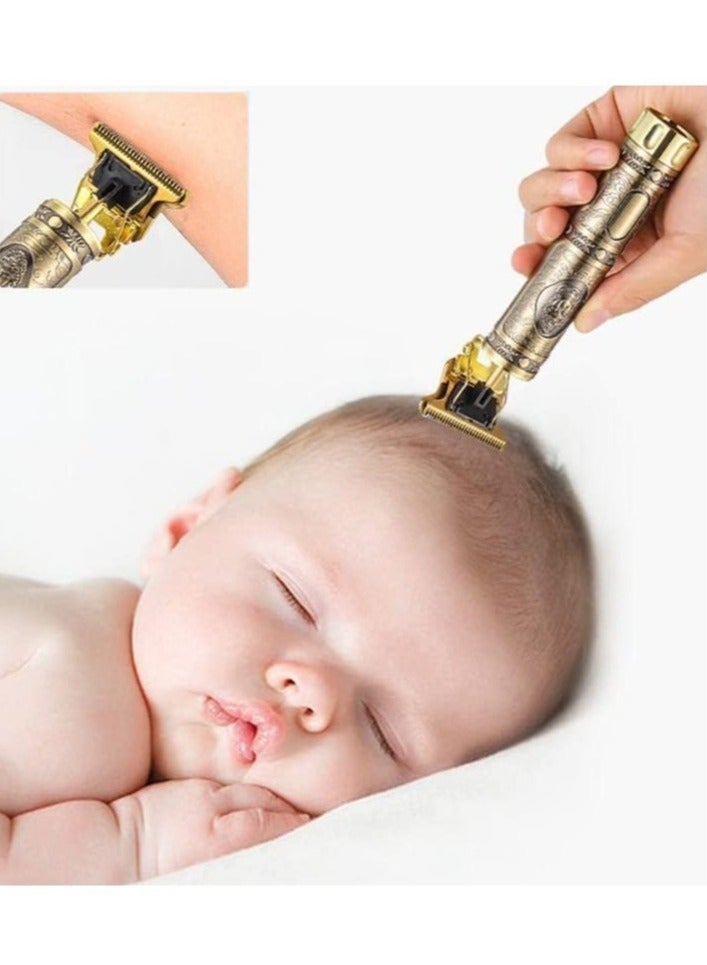 ELTRAZONE T9 Trimmer for Men Hair Zero Gapped Clipper Professional Cordless Haircut Electric USB Charging Beard Trimmer for Men Wireless Rechargeable Personal Hair Men Grooming Beard Liner, Gold - Image 3