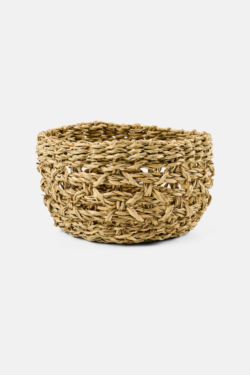 Muy Mucho Sea Grass Round Small Basket 15 x 10 cm, Beige - Image 2