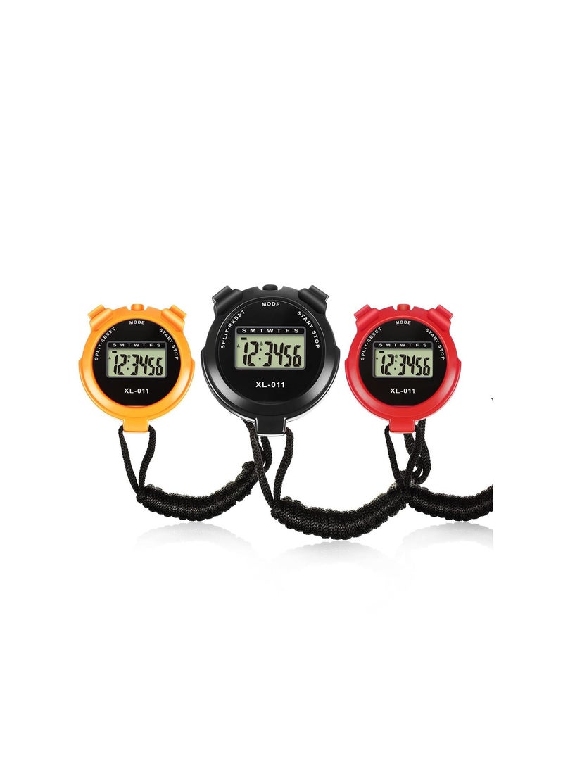 Y&D Sports Stopwatch Timer 3 Pieces, Multi-Function Sport Digital Large Display with Date Time and Alarm Function Shockproof Waterproof for Swimming Running Training - Image 1