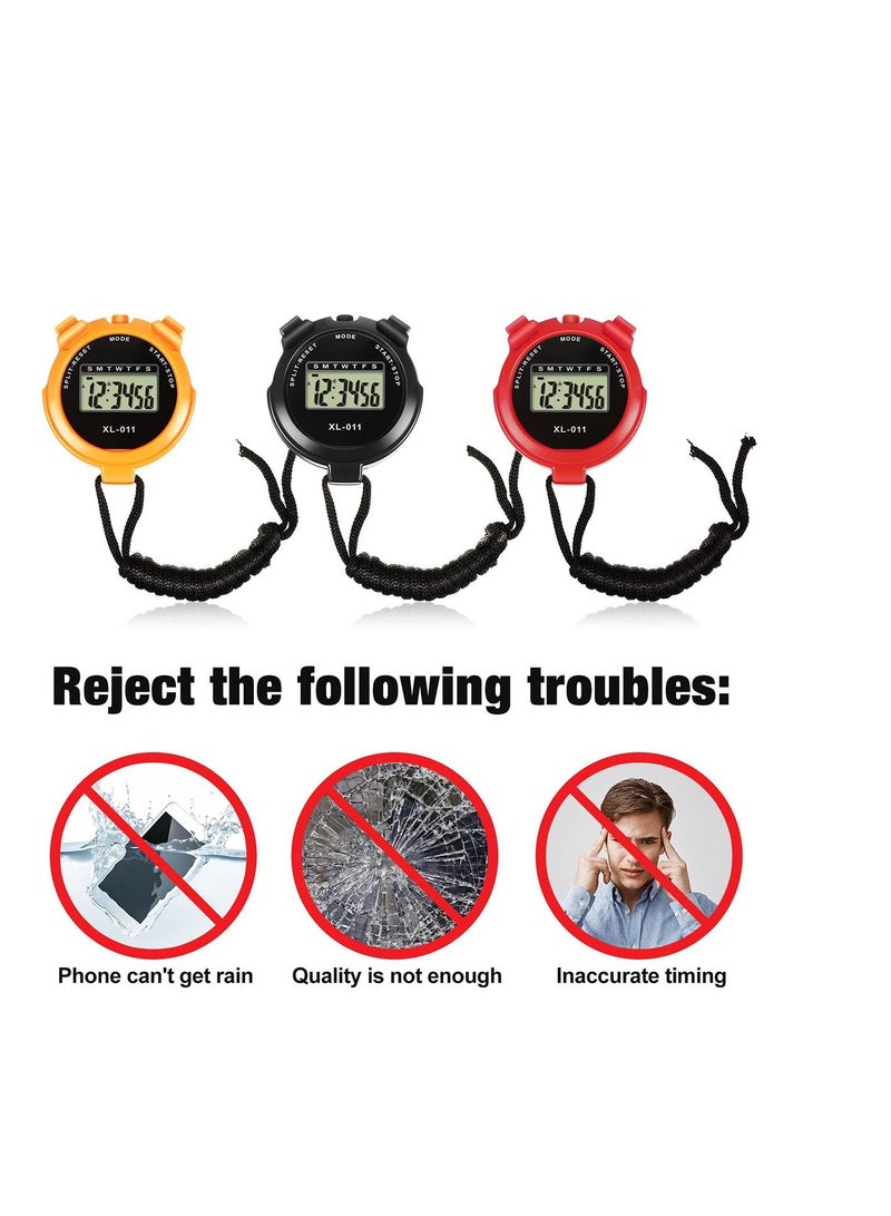 Y&D Sports Stopwatch Timer 3 Pieces, Multi-Function Sport Digital Large Display with Date Time and Alarm Function Shockproof Waterproof for Swimming Running Training - Image 2