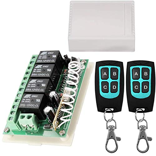 Aubric 12V Relay Remote Switch Wireless RF Remote Control Switch 4 Channel Relay Module 433Mhz Transmitter Receiver Kit Universal Remote Controller for Lights Ceiling Fan Garage Door Opener Gate Car & More - Image 1