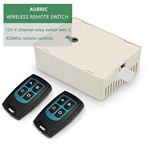 Aubric 12V Relay Remote Switch Wireless RF Remote Control Switch 4 Channel Relay Module 433Mhz Transmitter Receiver Kit Universal Remote Controller for Lights Ceiling Fan Garage Door Opener Gate Car & More - Image 2