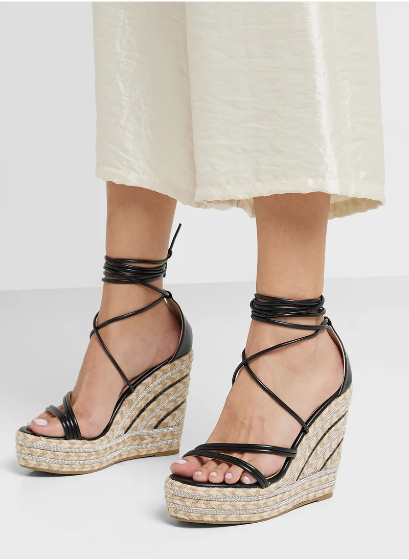 ايلا Multi Strap Counter Tie Up Wedge Sandal