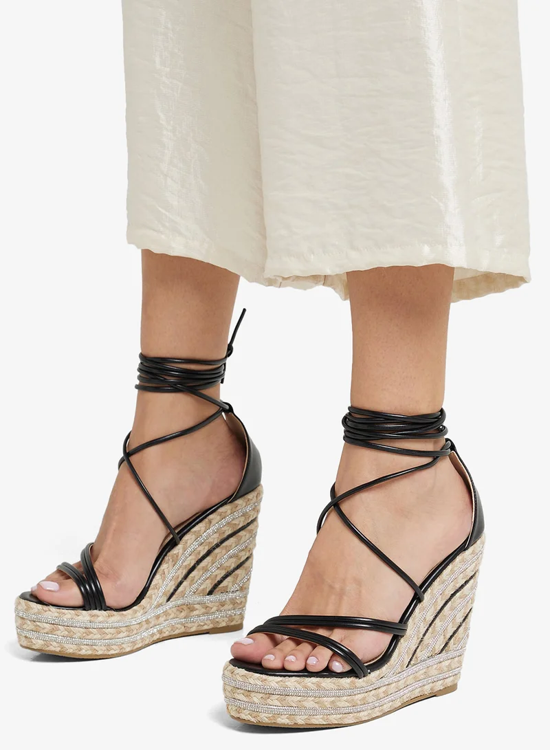 ELLA Multi Strap Counter Tie Up Wedge Sandal