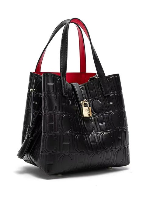 CH CH Simple Women's Handbag, Large Capacity Embossed Crossbody Bag, Classic Luxury Handbag, Solid Color Letter Pattern, Fashion Brand Design