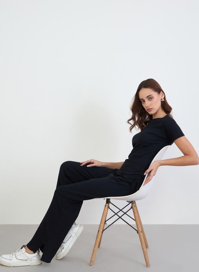 Styli Wide Rib Ruched T-Shirt and Joggers Co-Ords - Image 1