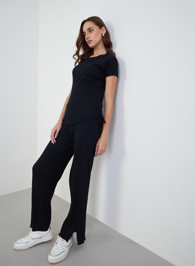 Styli Wide Rib Ruched T-Shirt and Joggers Co-Ords - Image 2