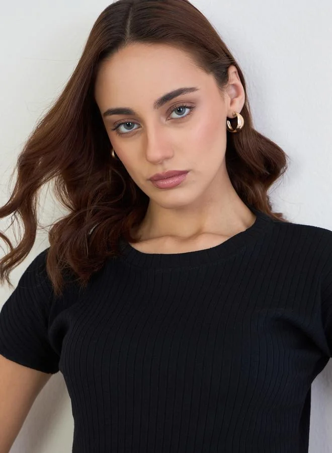 Styli Styli Wide Rib Ruched T-Shirt and Joggers Co-Ords