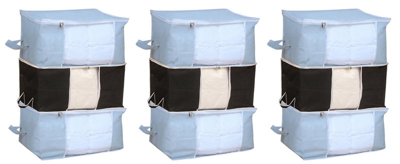 Kuber Industries 9 Piece Non Woven Underbed Storage Organiser Set Extra Large Grey and Black CTSN087 - Image 1