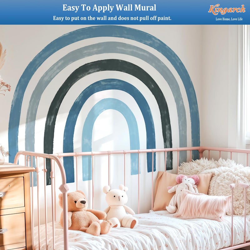 Kingarch Large Boho Rainbow Wall Decals, Colorful Peel and Stick Fabric Nursery Wall Decor, Removable Home Room Wall Decor Murals Stickers for Kids Girls Toddler Bedroom Living Room Playroom - Image 5