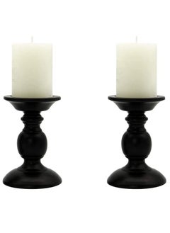 Excefore Candle Holders, Pillar Candle Holders Centerpieces for Table, Black Retro Metal Candle Holder Candlesticks Decor  - Image 1