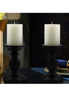 Excefore Candle Holders, Pillar Candle Holders Centerpieces for Table, Black Retro Metal Candle Holder Candlesticks Decor  - Image 2