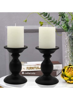 Excefore Candle Holders, Pillar Candle Holders Centerpieces for Table, Black Retro Metal Candle Holder Candlesticks Decor  - Image 3