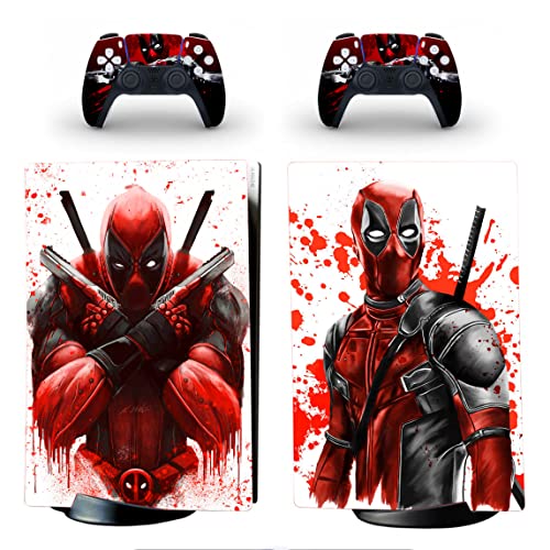 JOCHUI Standard Digital Console Skin Controllers Sticker Decals Compatible with PS5 Digital Console Red - Image 1